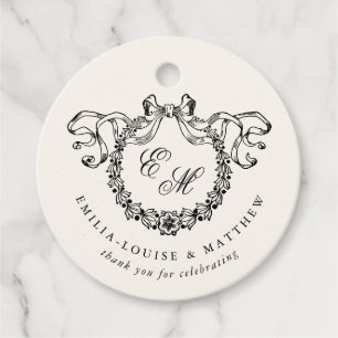 Vintage französischer Monogramm-Kranz elegante Hoc Geschenkanhänger