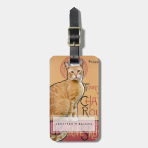 Vintage Französischer Poster-Stil Orange Katze Gepäckanhänger