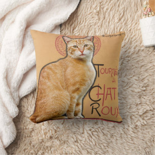 Vintage französischer Poster-Stil Orange Katze Kissen