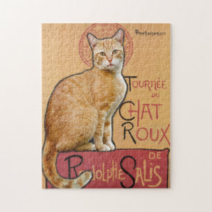 Vintage französischer Poster-Stil Orange Katze Puzzle