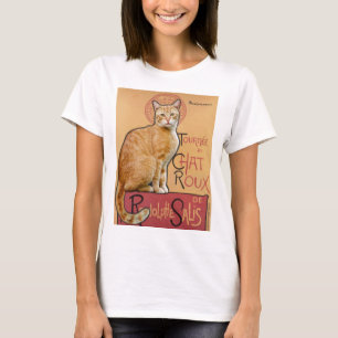 Vintage französischer Poster-Stil Orange Katze T-Shirt