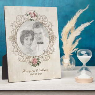 Vintage-französischer-Rosen-Fotorahmen Fotoplatte
