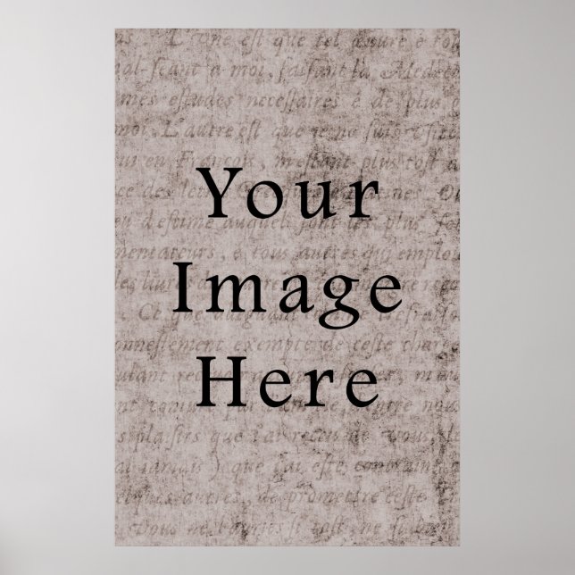 Vintage französischer Text Pergamentpapier Hinterg Poster (Vorne)
