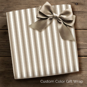 Vintage-französischer Ticking-Streifen Taupe-Creme Geschenkpapier