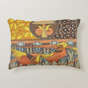 Vintage Französisches Art Nouveau Natur Vogel Must Dekokissen