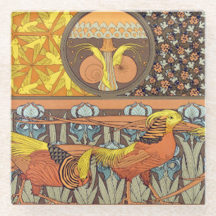 Vintage französisches Art Nouveau Natur Vogel Must Glasuntersetzer