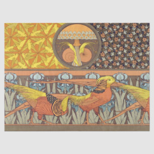 Vintage Französisches Art Nouveau Natur Vogel Must Seidenpapier
