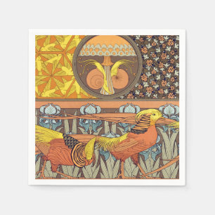 Vintage französisches Art Nouveau Natur Vogel Must Serviette