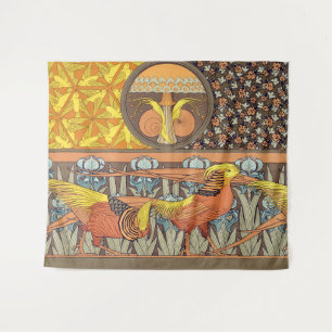 Vintage Französisches Art Nouveau Natur Vogel Must Wandteppich