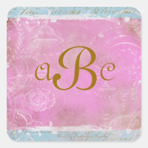 Vintage französisches Blau Toile personalisierte Quadratischer Aufkleber