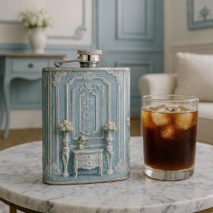 Vintage Französisches Erbe Luxus Romantisch Blau W Flachmann