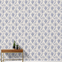 Vintage Französisches Land Toile de Jouy Blaues Mu