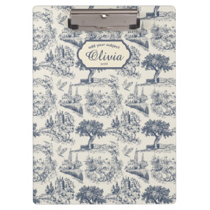 Vintage Französisches Landhaus "Blau Toile de Jouy Klemmbrett
