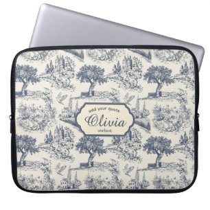 Vintage Französisches Landhaus "Blau Toile de Jouy Laptopschutzhülle