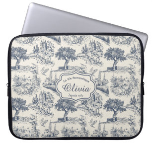 Vintage Französisches Landhaus Blau Toile Personal Laptopschutzhülle