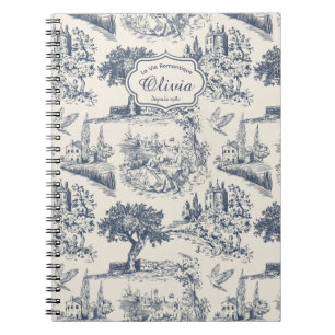 Vintage Französisches Landhaus Blau Toile Personal Notizblock
