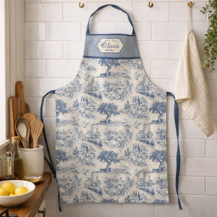 Vintage Französisches Landhaus Blau Toile Personal Schürze