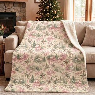 Vintage Französisches Landhaus Winter Toile Roter Sherpadecke