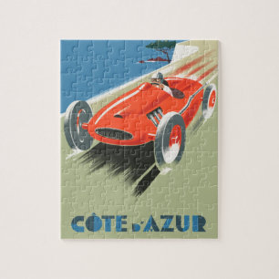 Vintage französisches Reiseplakat Cote Du Azur Puzzle