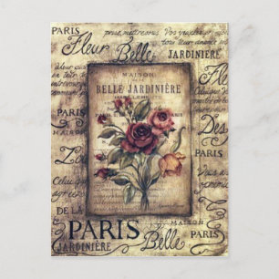 Vintage französisches Rosendesign Postkarte