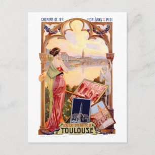 Vintage französisches Toulouse-Reiseposter Postkarte