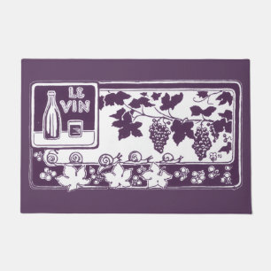 Vintage französisches Weinlabel    Rustikales Wein Fußmatte