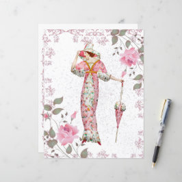 Vintage Frau aus den 1900er Jahren Gerahmt mit Ros