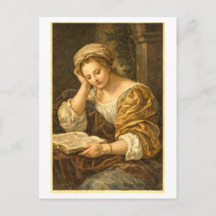 Vintage Frau beim Lesen Postkarte