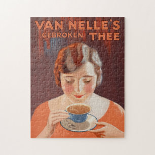 Vintage-Frau beim Teetrinken Puzzle