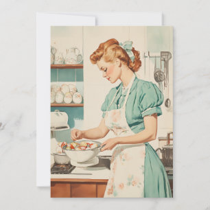 Vintage Frau bereitet Ostereier zu Feiertagskarte