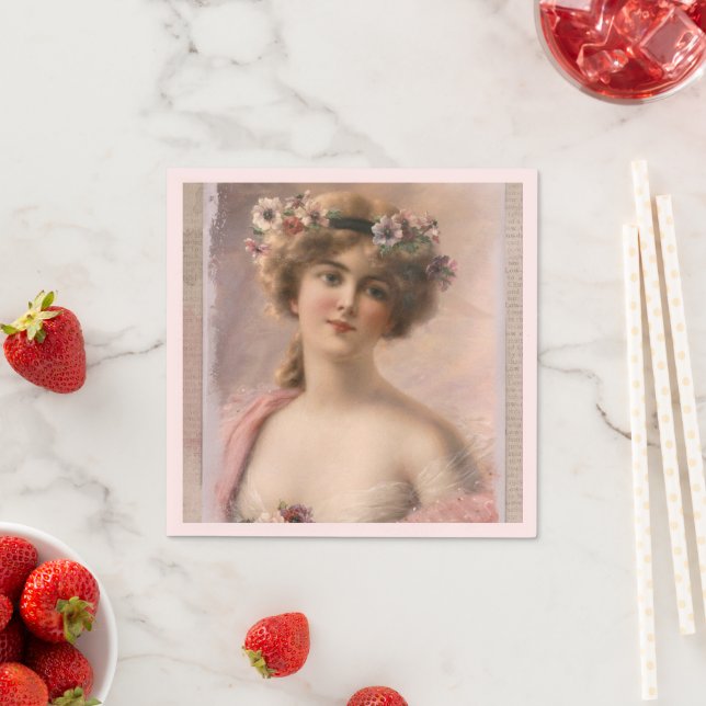 Vintage Frau Blumenhaar Party Napkin Serviette (Beispiel)