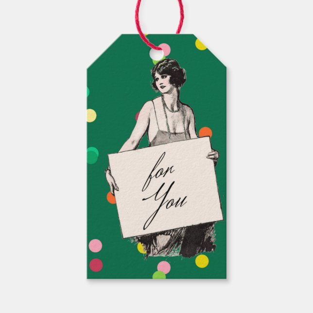 Vintage Frau der 20er Jahre für Sie Geschenkanhänger (Vorderseite)