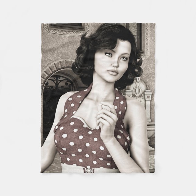 Vintage Frau Fleecedecke (Vorderseite)