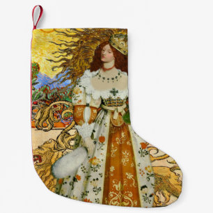 Vintage Frau Goldene Sonne: Löwe Sternzeichen Coll Kleiner Weihnachtsstrumpf