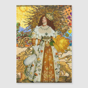Vintage Frau Goldene Sonne: Löwe Sternzeichen Coll Magnetkarte