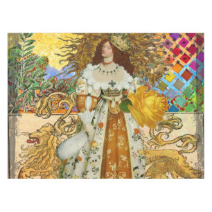 Vintage Frau Goldene Sonne: Löwe Sternzeichen Coll Tischdecke