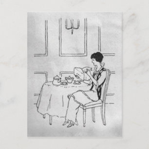 Vintage Frau im Tee Postkarte