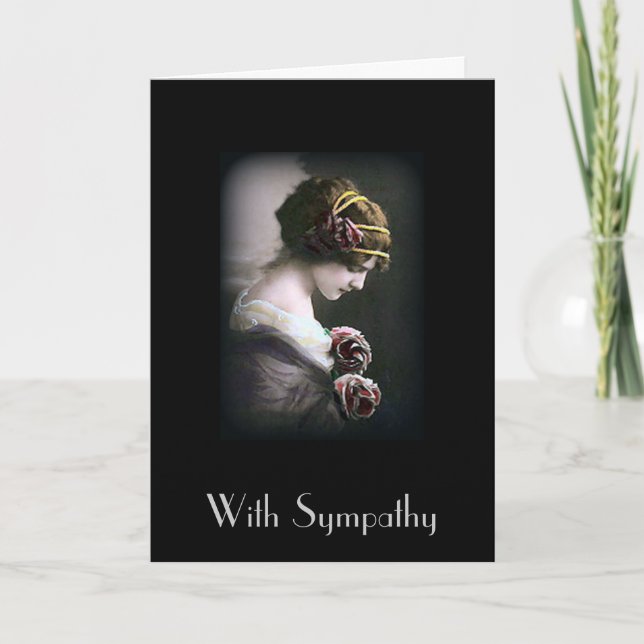 Vintage Frau in Black Sympathy Card Karte (Vorderseite)