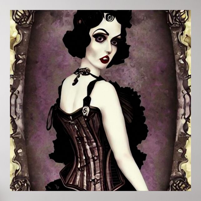 Vintage Frau in Corset Poster (Vorne)