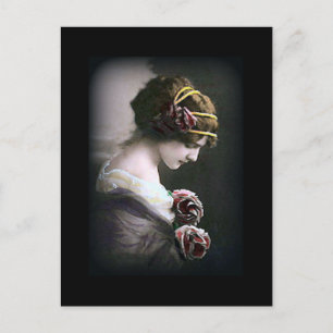 Vintage Frau in der schwarzen Postkarte