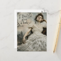Vintage Frau in einem Gabelkleid Lustige Zitate
