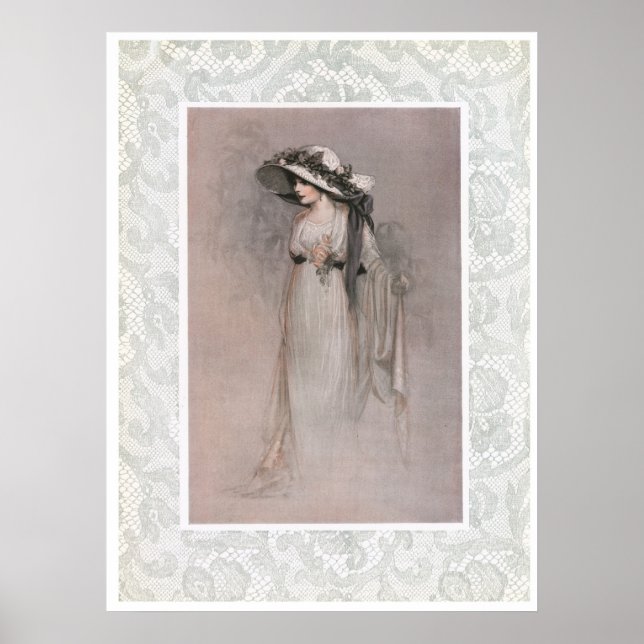Vintage Frau in Hat Viktorianisch Poster (Vorne)