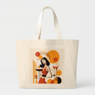 Vintage Frau mit Cocktail Jumbo Stoffbeutel