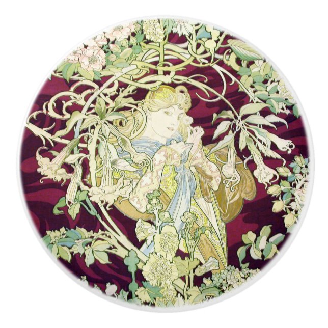 Vintage Frau mit Daisy Keramikknauf (Vorderseite)