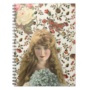 Vintage Frau mit Kaliko-Blumenmuster Notizblock