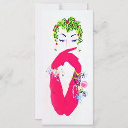 Vintage Frau mit langen rosa Handschuhen Weihnacht