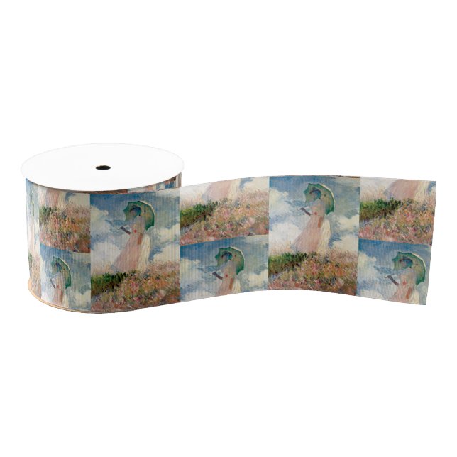 Vintage Frau mit Sonnenschirm gegenüber dem Links  Ripsband (Spule)