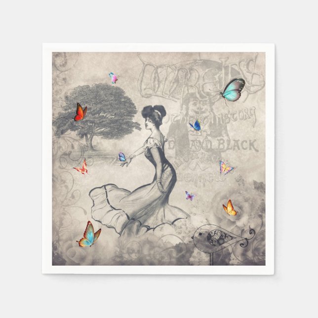 Vintage Frau Napkins Serviette (Vorderseite)