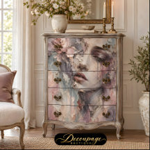 Vintage Frau Pastell Blumen Decoupage