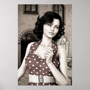 Vintage Frau Poster